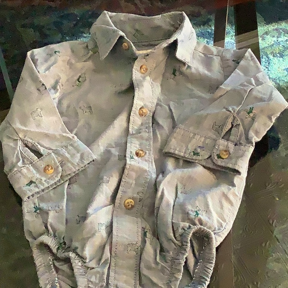 Chambray button down with Snap Bottom. Size 6 months
